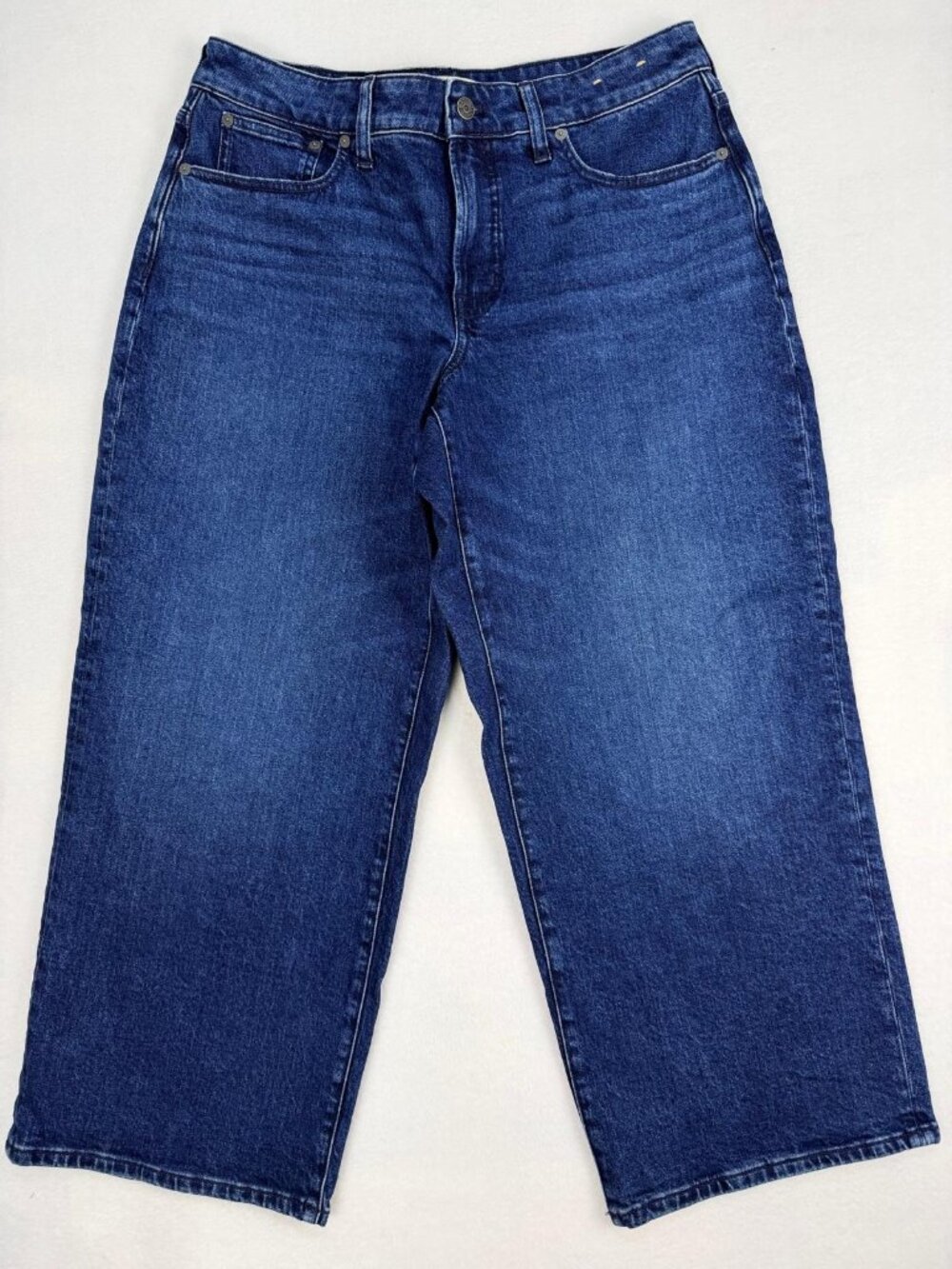 Madewell Curvy Perfect Vintage Wide Leg Jeans Women 31P Blue High Rise Crop - Picture 2 of 14